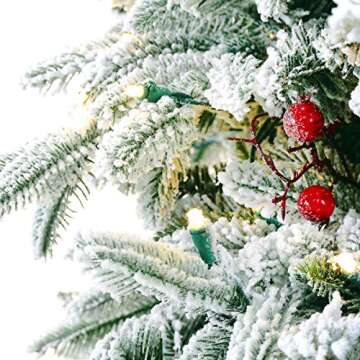 LordofXMAS Flocked Prelit Artificial Christmas Tree 7.5 feet Pine with LED Lights