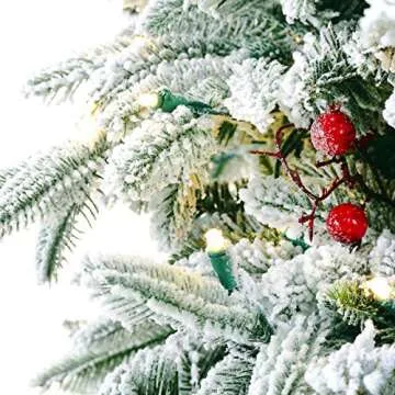 LordofXMAS Flocked Prelit Artificial Christmas Tree 7.5 feet Pine with LED Lights