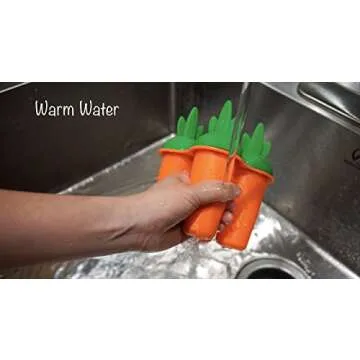Reusable Popsicle Molds Ice Pop Molds Maker Baby Kid Infant W/Drip Catcher Healthy Fruit Snack Food Grade Silicone BPA FREE by Bambini Bear - Carrot Orange