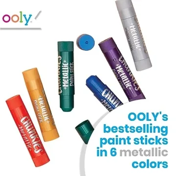Ooly Chunkies 6 Metallic Paint Sticks For Kids, Tempera Paint Sticks Metallic Colors Set, No Mess Quick Drying Art Supplies for Toddlers and Kids
