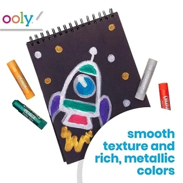 Ooly Chunkies 6 Metallic Paint Sticks For Kids, Tempera Paint Sticks Metallic Colors Set, No Mess Quick Drying Art Supplies for Toddlers and Kids