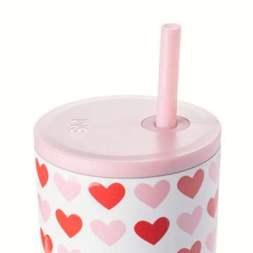 Simple Modern Valentine's Day 40 oz Tumbler with Handle and Straw Lid | Gifts for Her | Insulated Reusable Stainless Steel Water Bottle Travel Mug Cupholder Use | Trek Collection | Hearts on White