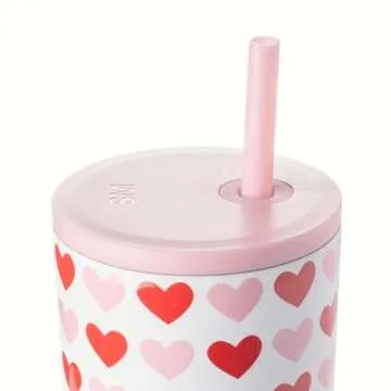 Simple Modern Valentine's Day 40 oz Tumbler with Handle and Straw Lid | Gifts for Her | Insulated Reusable Stainless Steel Water Bottle Travel Mug Cupholder Use | Trek Collection | Hearts on White