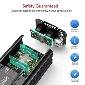 400W Power Inverter DC 12V to 110V AC Car Charger Converter with 4.8A Dual USB Ports and 2 AC Outlets Car Adapter (Black)