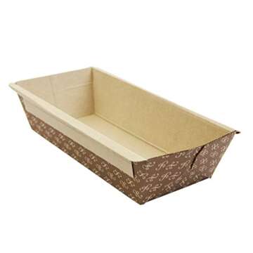 Fit Meal Prep 1 LB Kraft Paper Bread Loaf Pan Disposable Corrugated Recyclable Bakery Pastry Rectang...