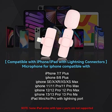 Pink Wireless Lavalier Microphone - Easy Plug Play Mic