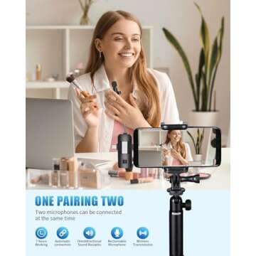 Gicorino Wireless Lavalier Microphones, 4-in-1 Universal Receiver for Android iPhone iPad Laptop & Camera, USB-C, Wireless Mini Microphone for Video Recording, Vlog, YouTube, TikTok