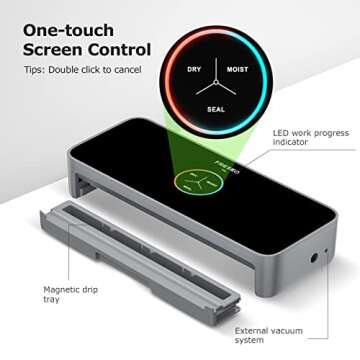 FRESKO Full Automatic Vacuum Sealer Machine，Hands-Free Automatic Auto Dry/Moist Detection Food Sealer with10pcs Bags (Grey)