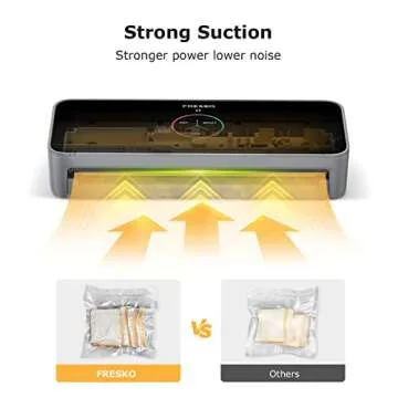 FRESKO Full Automatic Vacuum Sealer Machine，Hands-Free Automatic Auto Dry/Moist Detection Food Sealer with10pcs Bags (Grey)