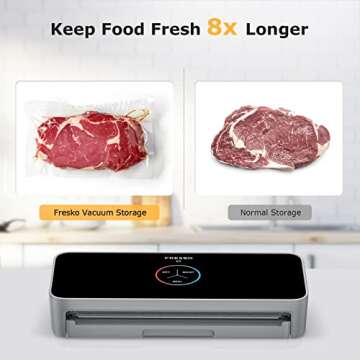 FRESKO Full Automatic Vacuum Sealer Machine，Hands-Free Automatic Auto Dry/Moist Detection Food Sealer with10pcs Bags (Grey)