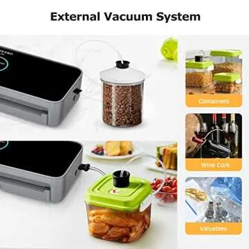 FRESKO Full Automatic Vacuum Sealer Machine，Hands-Free Automatic Auto Dry/Moist Detection Food Sealer with10pcs Bags (Grey)