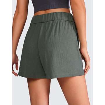 CRZ YOGA Comfy Ribbed Sweat Shorts for Women High Waisted Lyocell for Casual Lounge Athletic Jersey ...