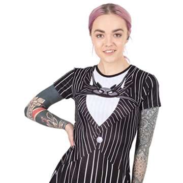 Disney Nightmare Before Christmas Dress Womens Jack Skellington Costume (Large) Black