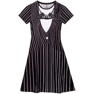 Disney Nightmare Before Christmas Dress Womens Jack Skellington Costume (Large) Black