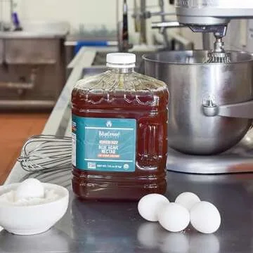 BLUE GREEN ORGANICS, Agave syrup, Agave gallon, Agave, Gluten Free, Organic, Sweetener, teas, coffees, pancakes or any baked good, Family-friendly, Sugar substitute,176 Oz (176 Oz, Raw)
