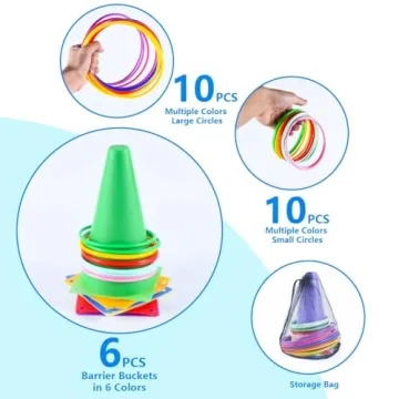 OBTANIM 26 Pcs Colorful Ring Toss Set for All Ages