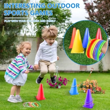 OBTANIM 26 Pcs Colorful Ring Toss Set for All Ages