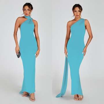 ABYOVRT Women Sexy Backless Bodycon Sleeveless Open Back Maxi Dress Going Out Elegant Party Cocktail Long Dress (B-Blue, S)