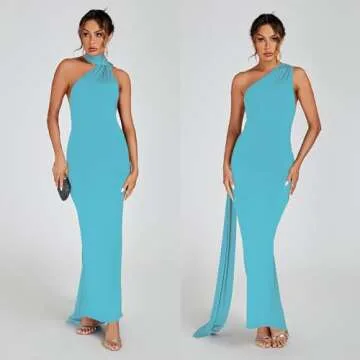 ABYOVRT Women Sexy Backless Bodycon Sleeveless Open Back Maxi Dress Going Out Elegant Party Cocktail Long Dress (B-Blue, S)