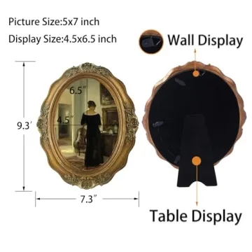 SIKOO Vintage Picture Frame 5x7 Oval Antique Decor