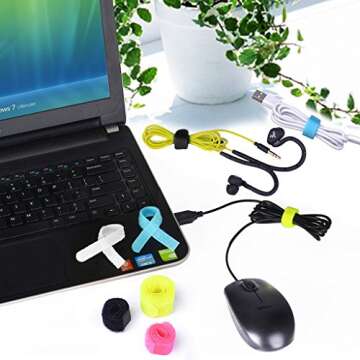 Avantree Pack of 20 Reusable Cord Organizer Keeper Holder, Fastening Cable Ties Straps for Earbud Headphones Phones Electronics Electrical Computer PC Wire Wrap Management, Assorted 3 Size and 5 Color