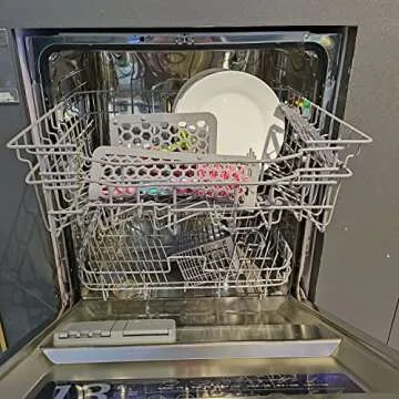 REVEX Silicone Dishwasher Bag,Dishwasher Basket for Baby Items,Baby Bottle Dishwasher Baskets with Adjustable Sizing for Small Parts,Nipples,Pacifiers and Toy Accessories.(Grey),11.8" x 7.9"