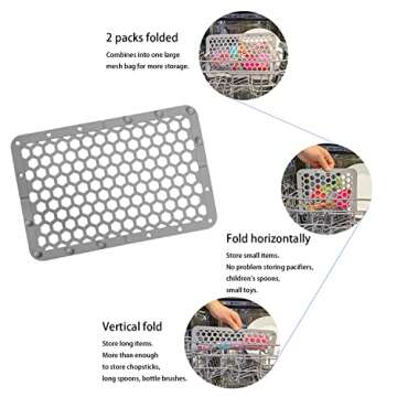 REVEX Silicone Dishwasher Bag,Dishwasher Basket for Baby Items,Baby Bottle Dishwasher Baskets with Adjustable Sizing for Small Parts,Nipples,Pacifiers and Toy Accessories.(Grey),11.8" x 7.9"