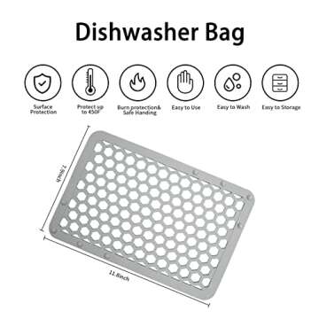 REVEX Silicone Dishwasher Bag,Dishwasher Basket for Baby Items,Baby Bottle Dishwasher Baskets with Adjustable Sizing for Small Parts,Nipples,Pacifiers and Toy Accessories.(Grey),11.8" x 7.9"