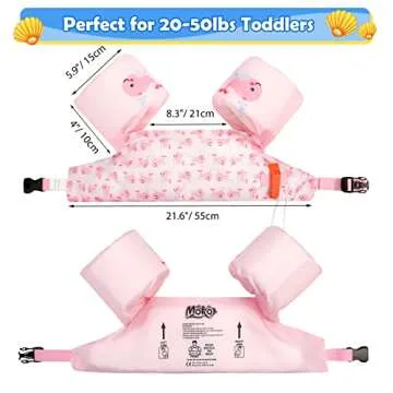MoKo Toddler Swim Vest for Kids 20-50lbs, Lovely Cartoon Swimming Wings Pool Floats Sleeve Children Swim Arm Band Water Sports Learning Swim Training Equipment, Pink Whale