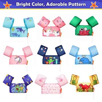 MoKo Toddler Swim Vest for Kids 20-50lbs, Lovely Cartoon Swimming Wings Pool Floats Sleeve Children Swim Arm Band Water Sports Learning Swim Training Equipment, Pink Whale
