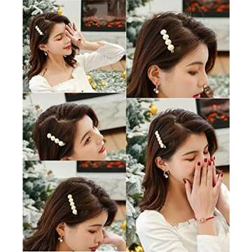 Pearls Hair Clips Pins for Women Girls Trendy Hair Barrettes for Thick Thin Hair for Birthday Gifts ...