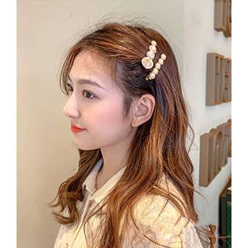 Pearls Hair Clips Pins for Women Girls Trendy Hair Barrettes for Thick Thin Hair for Birthday Gifts Bling Hairpins Headwear Barrette Styling Tools Accessories