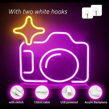 Camera LED Neon Light for Glamorous Spaces
