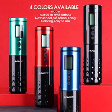 Mast Lancer Tattoo Pen Machine Gun Cordless Rotary Tattoo Cartridges Pen with Replace Two Batteries Power Supply Custom Coreless Motor Powered by Mcore Great for Tattoo & Smp QP-015