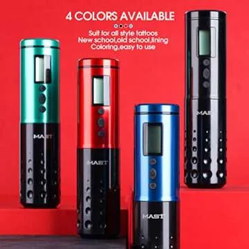 Mast Lancer Tattoo Pen Machine Gun Cordless Rotary Tattoo Cartridges Pen with Replace Two Batteries Power Supply Custom Coreless Motor Powered by Mcore Great for Tattoo & Smp QP-015