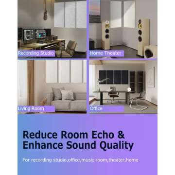 BUBOS 4 PCS Acoustic Panels,24''x12'' Fabric Soundproof Wall Panels,Self-adhesive Sound Absorbing Panels for Studios, Office, Home Theater (Linen)