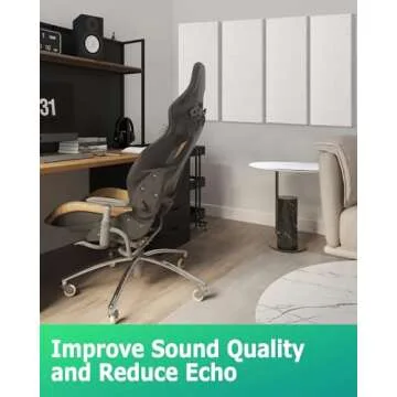 BUBOS 4 PCS Acoustic Panels,24''x12'' Fabric Soundproof Wall Panels,Self-adhesive Sound Absorbing Panels for Studios, Office, Home Theater (Linen)