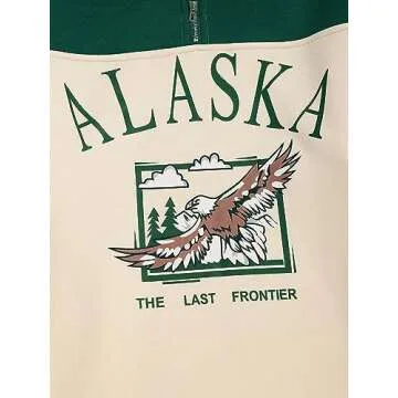 ZAFUL Men's Vintage ALASKA Graphic Fleece Sweatshirt