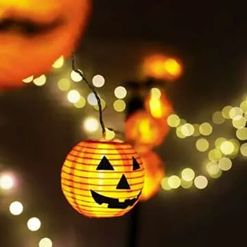 Halloween Decorations Lights Halloween Pumpkin Lantern String Lights, 10 Pack Jack O Lanterns Pumpkin String Lights Plug in, 8.5FT Mini Pumpkin Lights Connectable Indoor/Outdoor Halloween Decorations