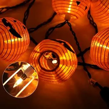Halloween Decorations Lights Halloween Pumpkin Lantern String Lights, 10 Pack Jack O Lanterns Pumpkin String Lights Plug in, 8.5FT Mini Pumpkin Lights Connectable Indoor/Outdoor Halloween Decorations