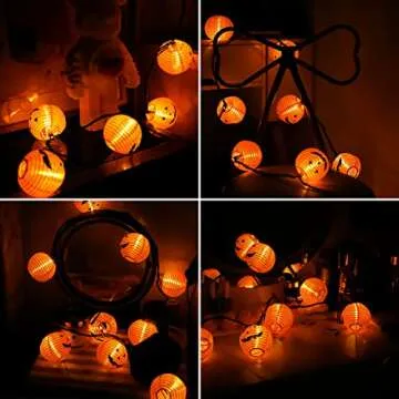 Halloween Decorations Lights Halloween Pumpkin Lantern String Lights, 10 Pack Jack O Lanterns Pumpkin String Lights Plug in, 8.5FT Mini Pumpkin Lights Connectable Indoor/Outdoor Halloween Decorations