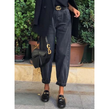 Fabulous Black High Waisted Baggy Jeans for Women