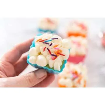 Bakerpan Silicone Square Molds for Baking, Baking Cups, Mini Cake Molds, Square Cupcake Liners, 1.5 Inch Square Cups - Set of 12