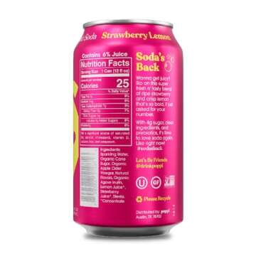 Poppi Strawberry Lemonade Prebiotic Soda - 12 Fl Oz Can of Guilt-Free Refreshment