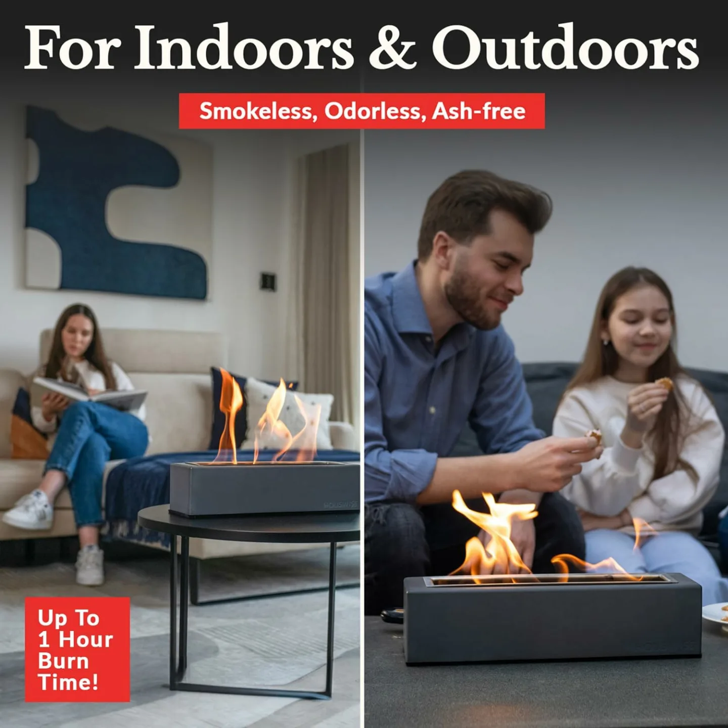 Mini Tabletop Fire Pit for Indoor & Outdoor Use