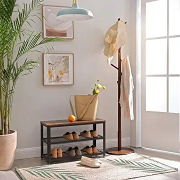 VASAGLE Solid Wood Coat Rack with Adjustable Heights