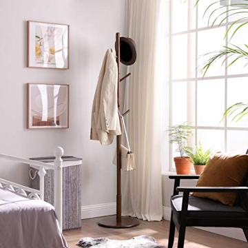 VASAGLE Solid Wood Coat Rack with Adjustable Heights