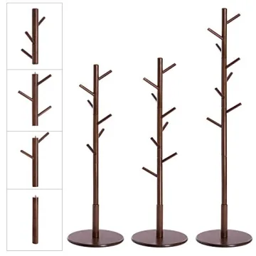 VASAGLE Solid Wood Coat Rack with Adjustable Heights