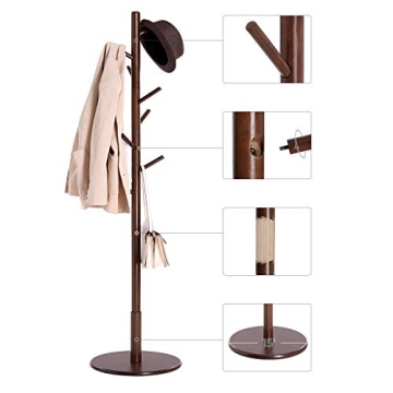 VASAGLE Solid Wood Coat Rack with Adjustable Heights