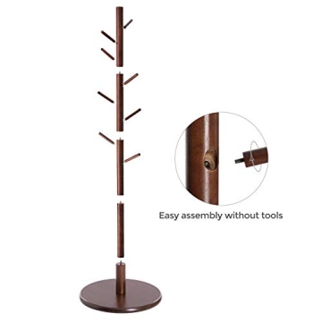 VASAGLE Solid Wood Coat Rack with Adjustable Heights